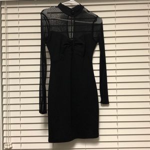 Lulu’s Black Mesh Long Sleeve Bodycon Dress